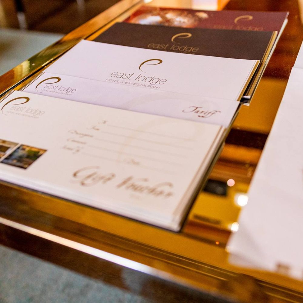 Eastlodge branding, design and print hotel literature